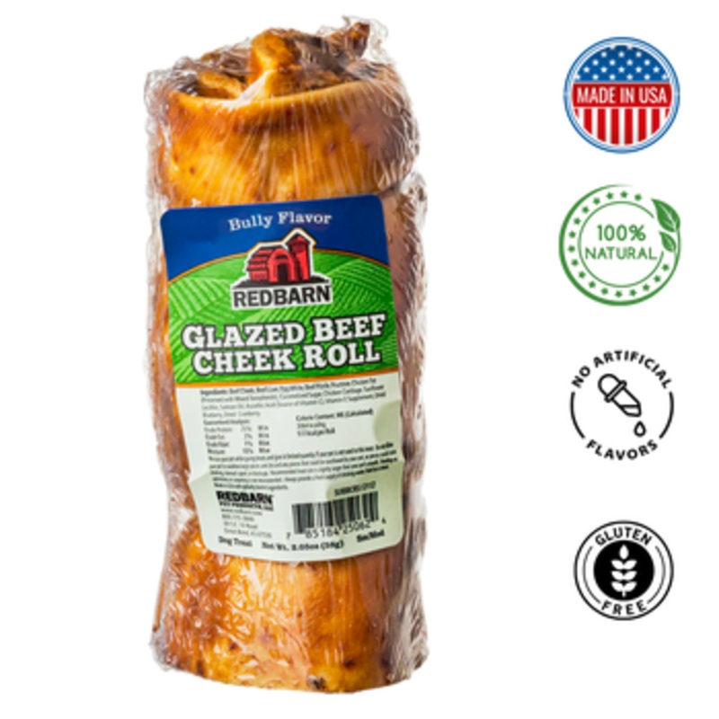 RedBarn - Glazed Beef Cheek Roll Dog Bully Flavour Dog Treats - Small/Medium, Large