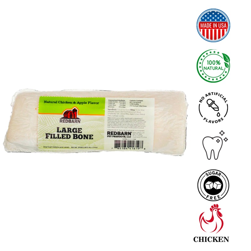 RedBarn - Natural Filled Bone Chicken And Apple Dog Treats - Small, Large