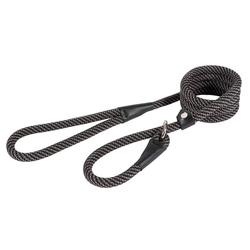 Ancol Extreme Rope Dog Slip Lead Black/Grey 1.5m X 12mm (50kg)