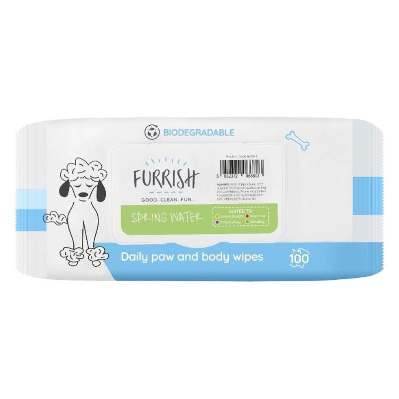 Furrish Daily Bath Wipes for Dogs 100pk Spring Water