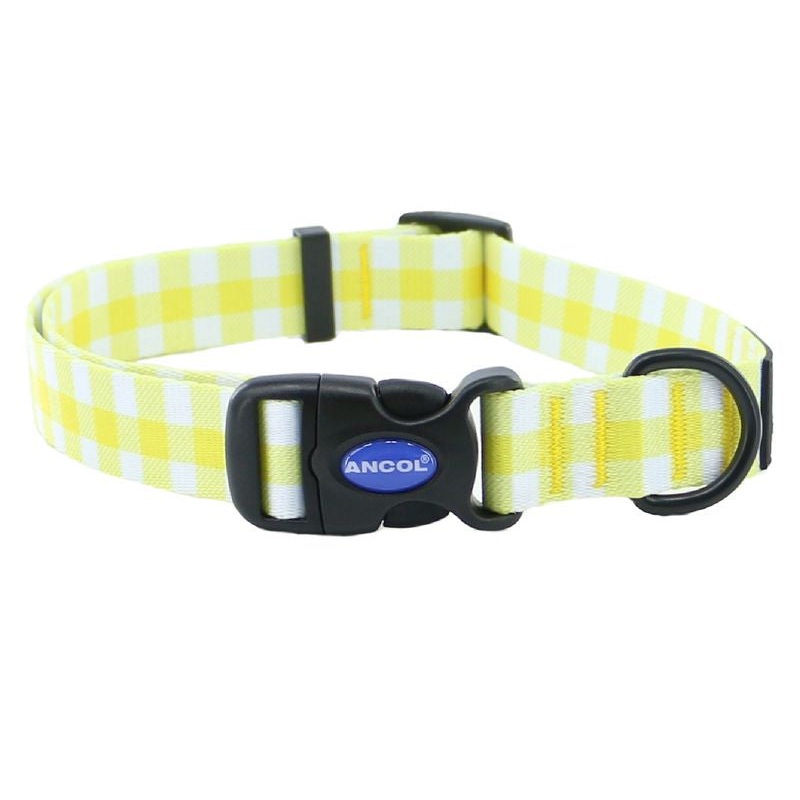 Ancol Soho Nylon Adjustable Collar - Yellow Check