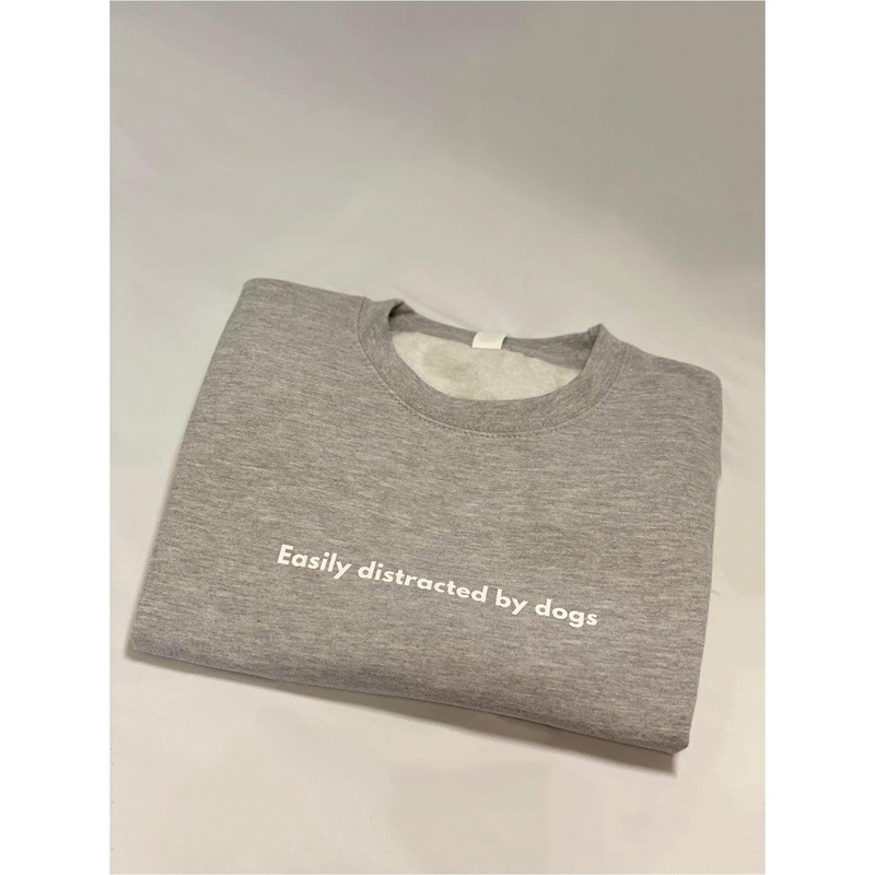 Easily Distracted by Dogs Cosy Unisex Human Jumper (Light Grey)