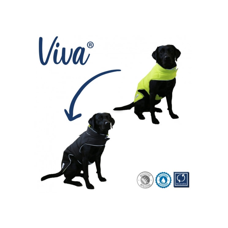Ancol Viva Reversible Dog Coat Black/Hi-Vis