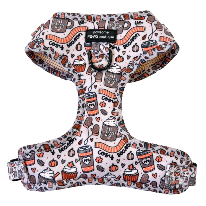 Pawsome Paws Boutique Pumpkin Spice + All Things Nice D-Ring Adjustable Dog Harness- Cinnamon