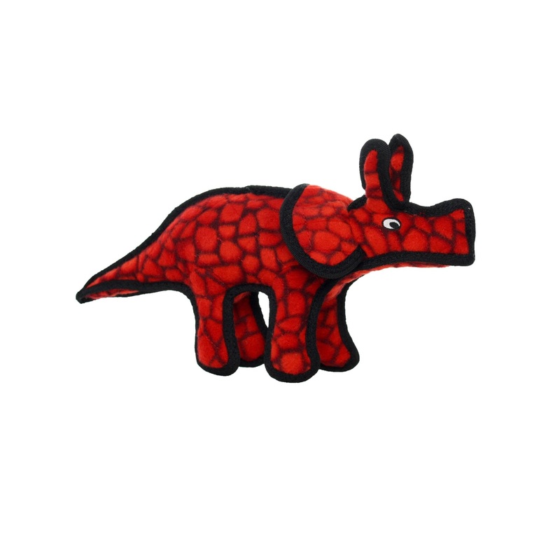 Tuffy Jr Dinosaur Triceratops, Durable, Squeaky Dog Toy