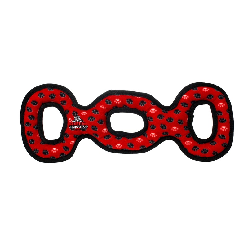 Tuffy Ultimate 3 Way Tug - Red Paw, Squeaky Dog Toy
