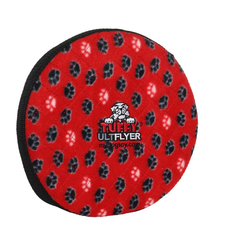 Tuffy Ultimate Flyer - Red Paw, Durable, Squeaky Dog Toy