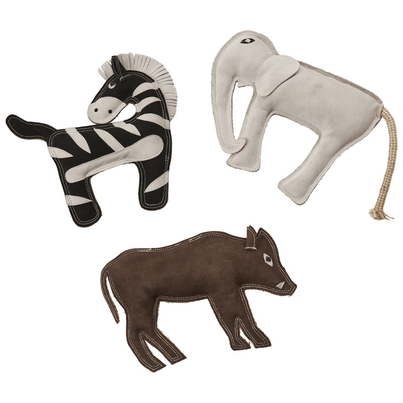 Ethical Spot Dura-Fuse Leather Jungle Assorted Dog Toys 11"
