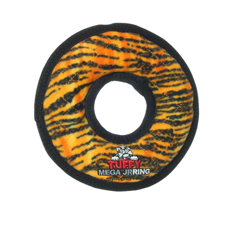 Tuffy Mega Jr Ring Tiger, Durable, Tough, Squeaky Dog Toy