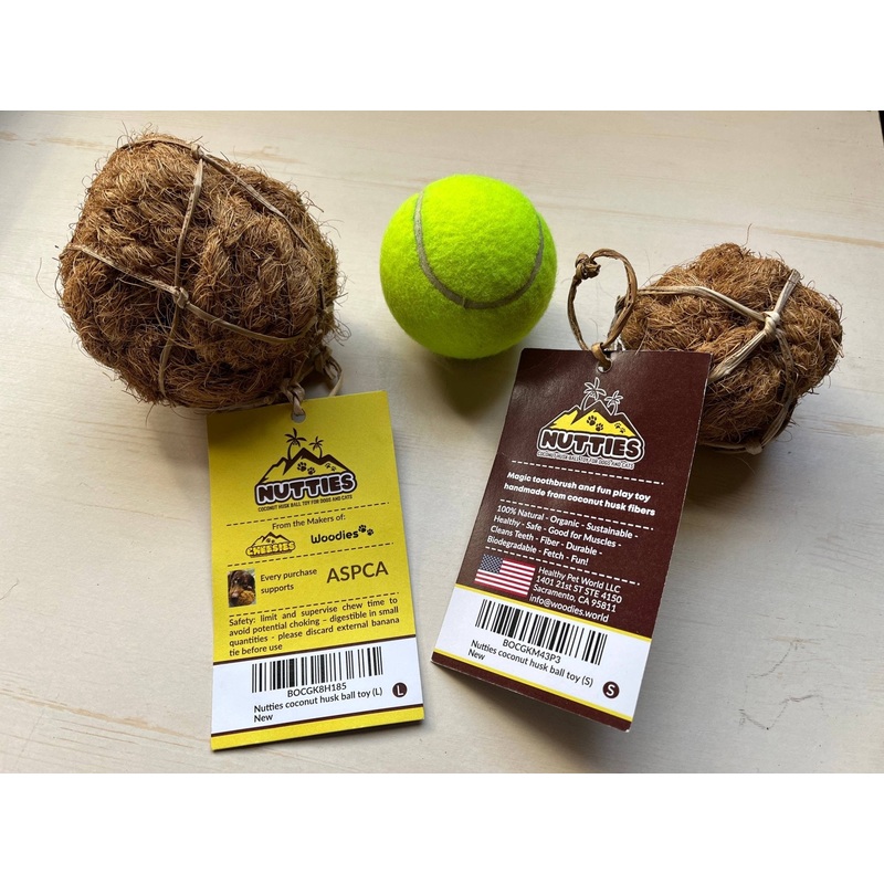 Woodies dog chew toys - Nutties coconut husk ball toy for dogs and cats