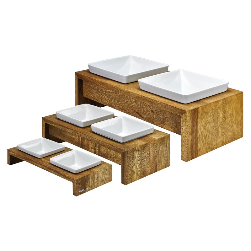 Artisan Double Dog Feeder - Bamboo Set & Walnut Set - 2 Color Options
