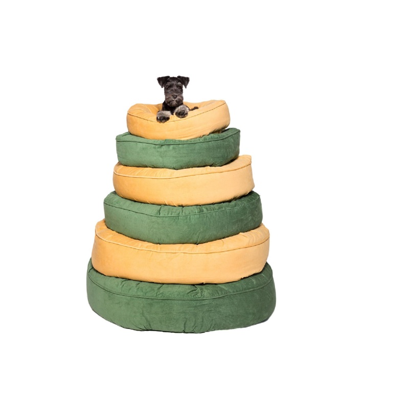 Canine Styles - Corduroy Mustard & Light Green - Dog Bed