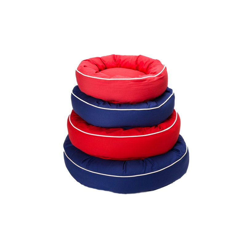 Canine Styles - Cotton Canvas Beds w/White Piping - True Red - Bright Blue - Dog Bed