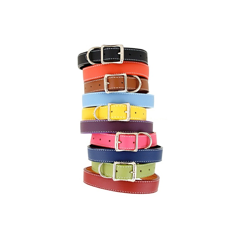Auburn Dog Collar - Dog Collar, Soft Leather, 11 Colors, Additional Stainless Name Plate Available