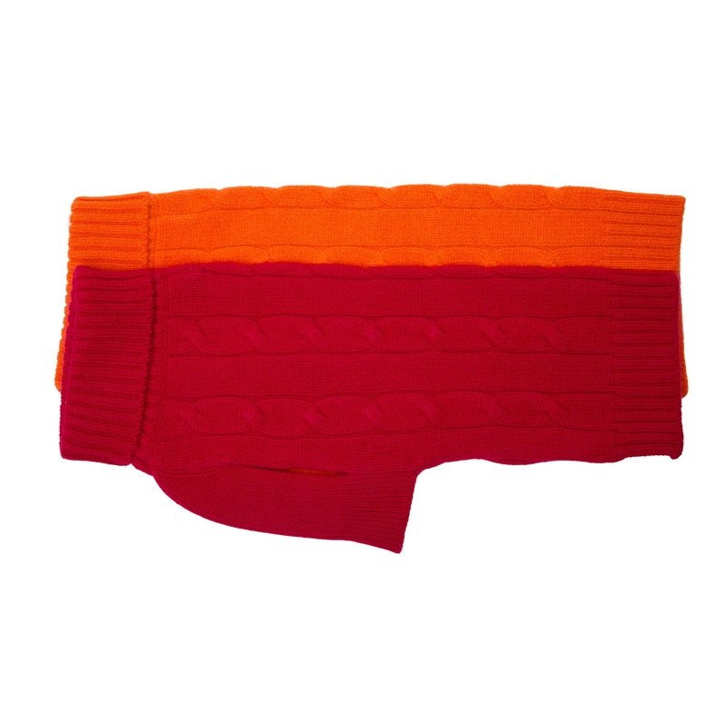 Cashmere Dog Solid Sweater - Black, Red & Orange
