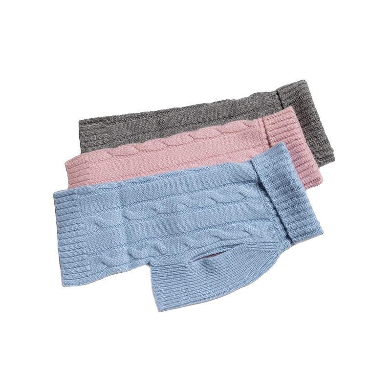 Cashmere Dog Solid Sweater - Gray, Light Pink & Baby Blue