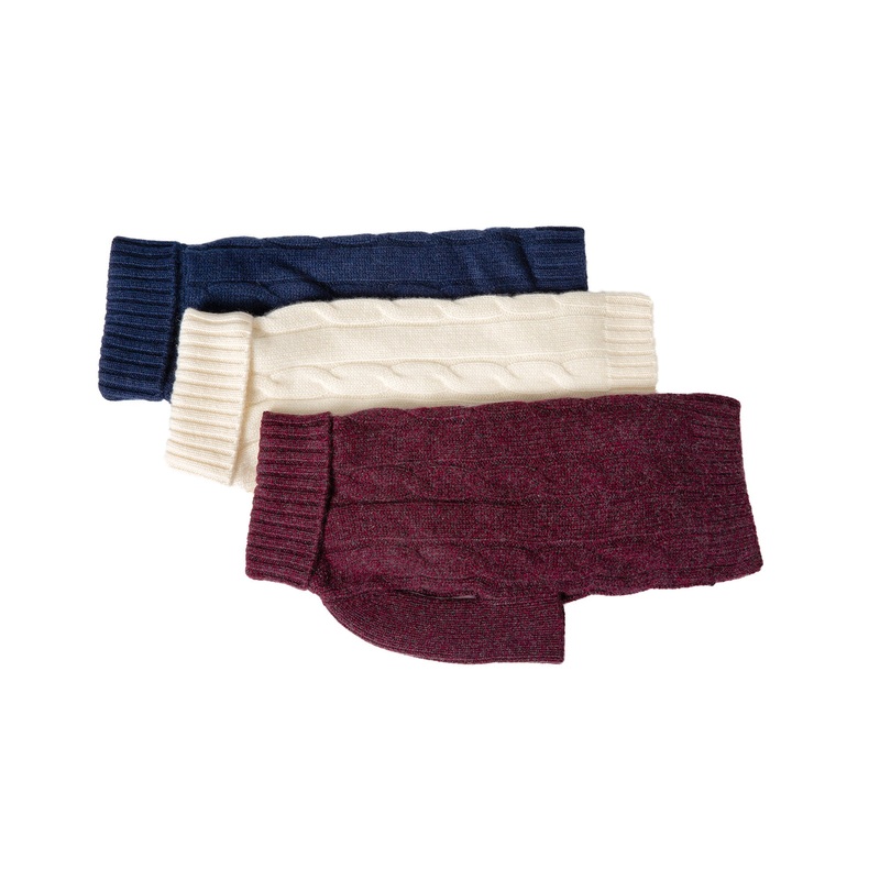 Cashmere Dog Solid Sweater - Navy, Winter White & Heather Burgundy