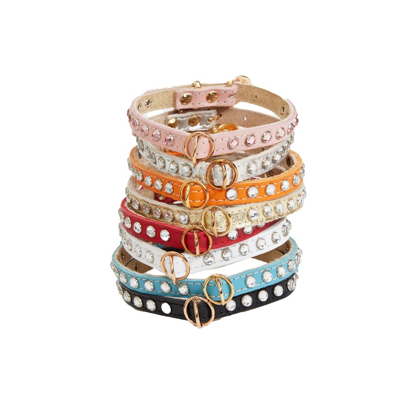 Jophi - Dog Collar - Soft Leather Rhinestone - 8 Color Options