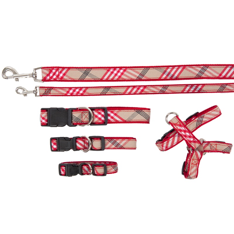 Signature Plaid Collection - Collar, Harness, & Lead - Red Plaid
