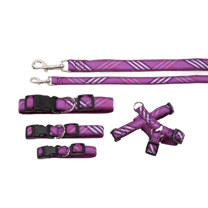 Signature Plaid Collection - Dog Collar, Harness, & Lead - Lavender Plaid