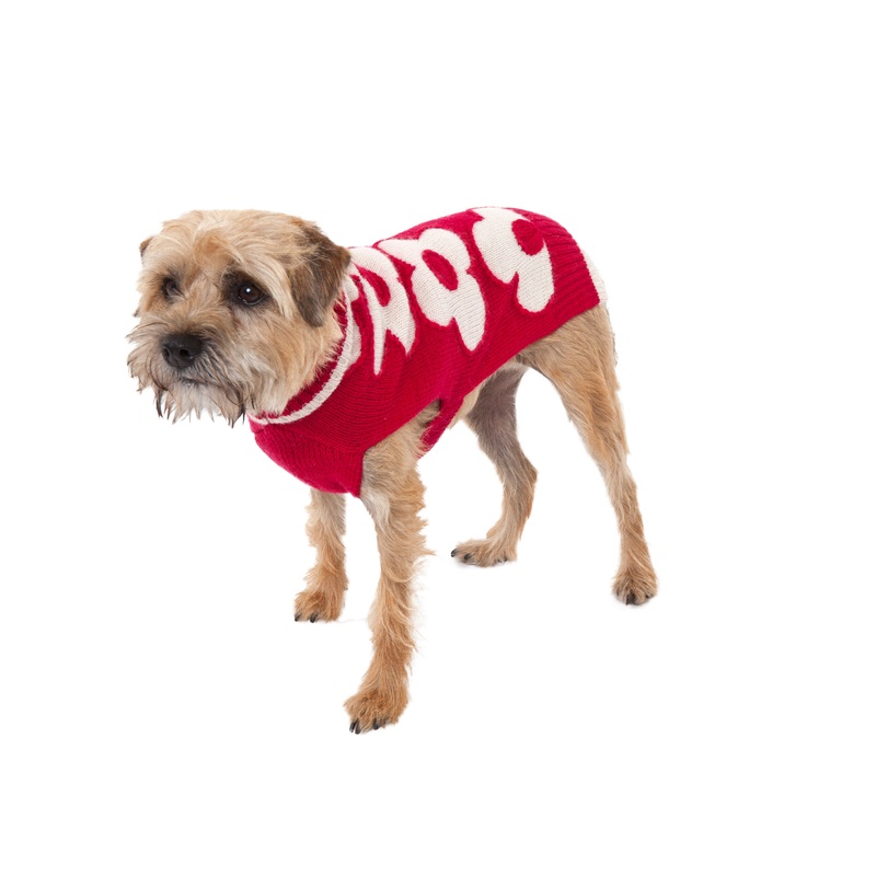 Wool Dog Sweater - Floral Cranberry Sweater