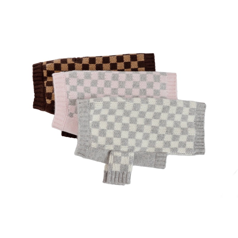 Cashmere Sweaters - Checkered Dog Sweater - 3 Color Options