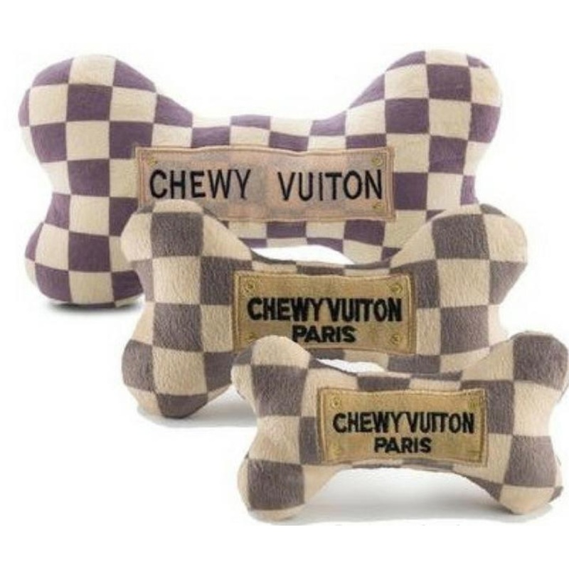 Checker Chewy Vuitton Bone Dog Toy - Dog Toy - 2 Sizes