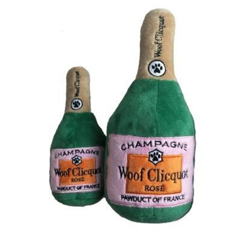 Clicquot Rose' Champagne Bottle - Dog Toy - Squeaker Toy - 2 Sizes