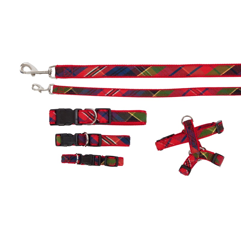 Designer Collection - Dog Collars, Harnesses, Leads - Red & Green Tartan