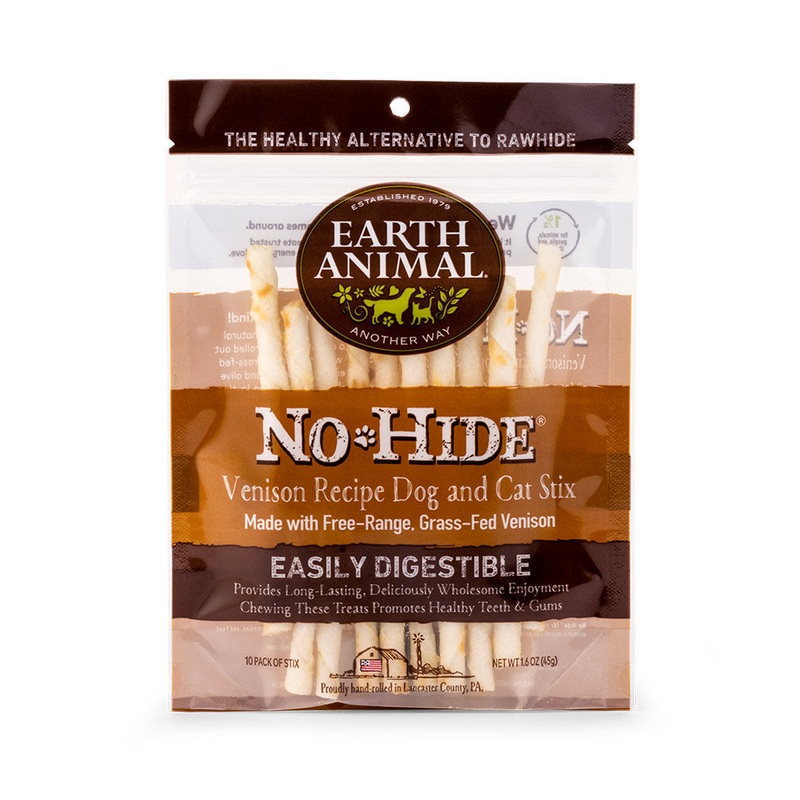 Earth Animal No Hide Venison Chews Dog Treats, 10 Pack Stix