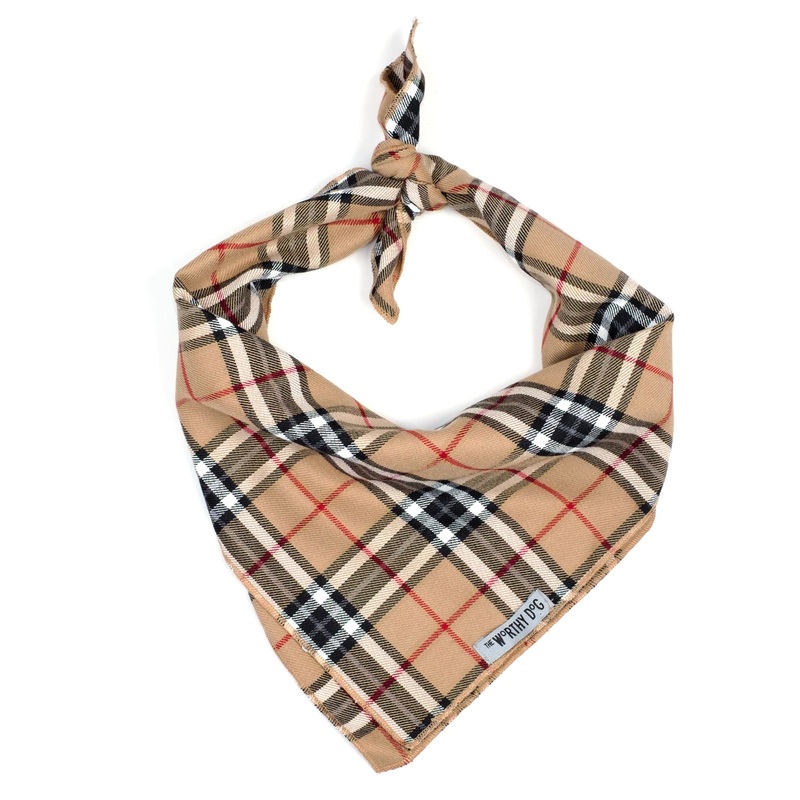 Bandana Tan Plaid Tie Bandana