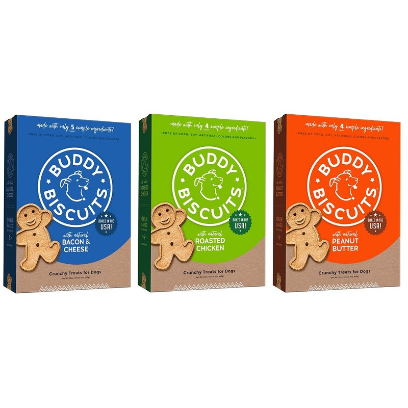 Buddy Biscuits Healthy Whole Grain Oven Baked Biscuit Treats - 2 Sizes