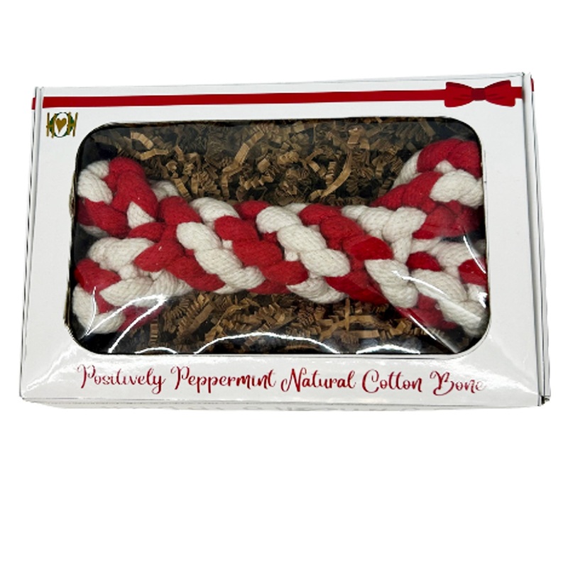 Christmas - Holiday Peppermint Cotton Rope Bone in Display Box