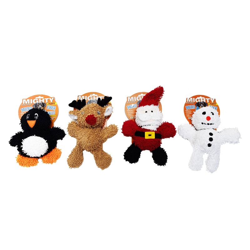 Christmas - Micro Ball Holiday Durable Toys - One Size Option -  Black Penguin, Santa, Snowman, Reindeer