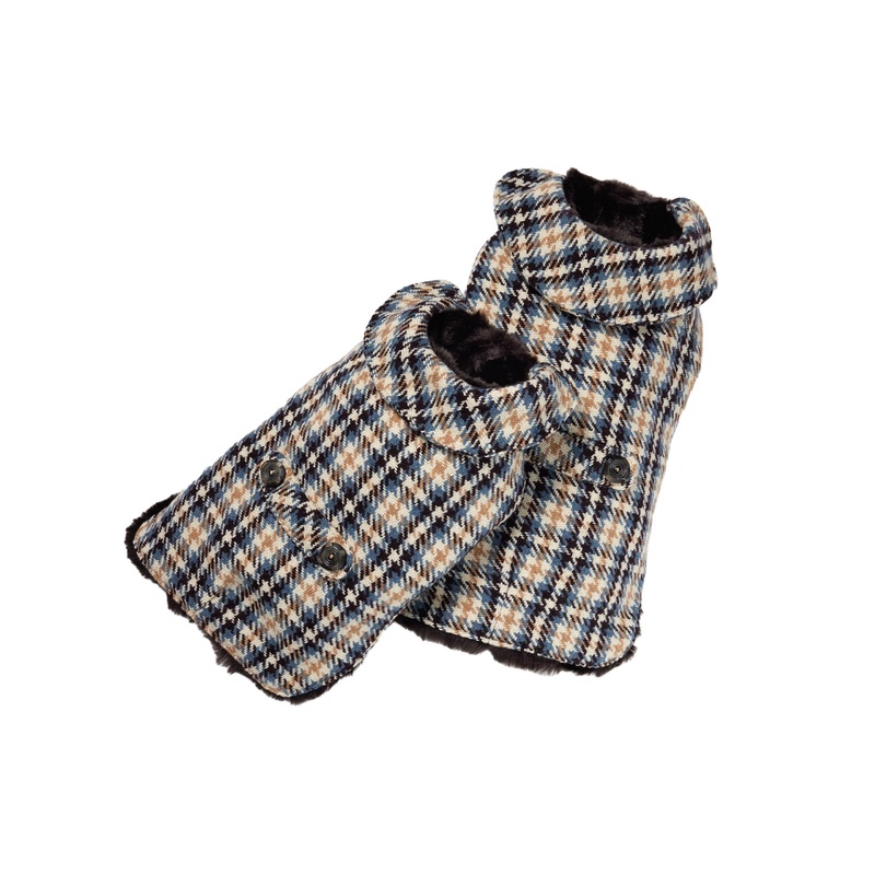 Couture Wool Coat - Blue, Beige & Black Plaid
