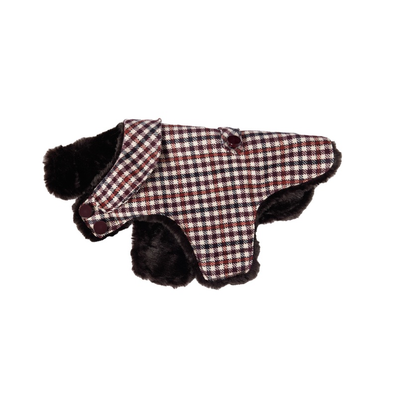 Couture Wool Coat - Brown & Burgundy Plaid