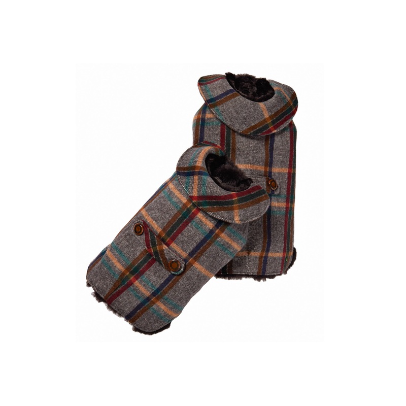 Couture Wool Coat w/ Faux Fur Lining - Colored Plaid