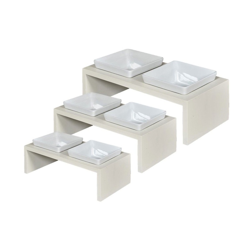 Artisan Fresco White Double Feeder - Wood