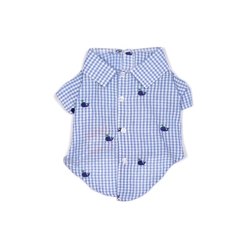 Dog Shirt - Gingham Whales