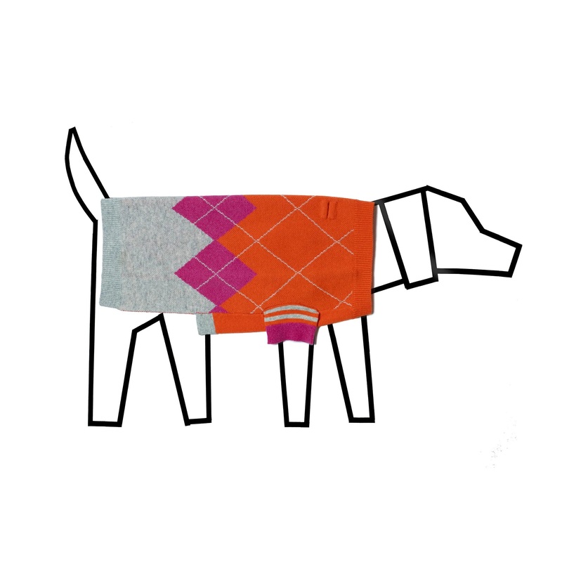 Dog Sweater - Argyle Dog Sweater - Orange/Pink