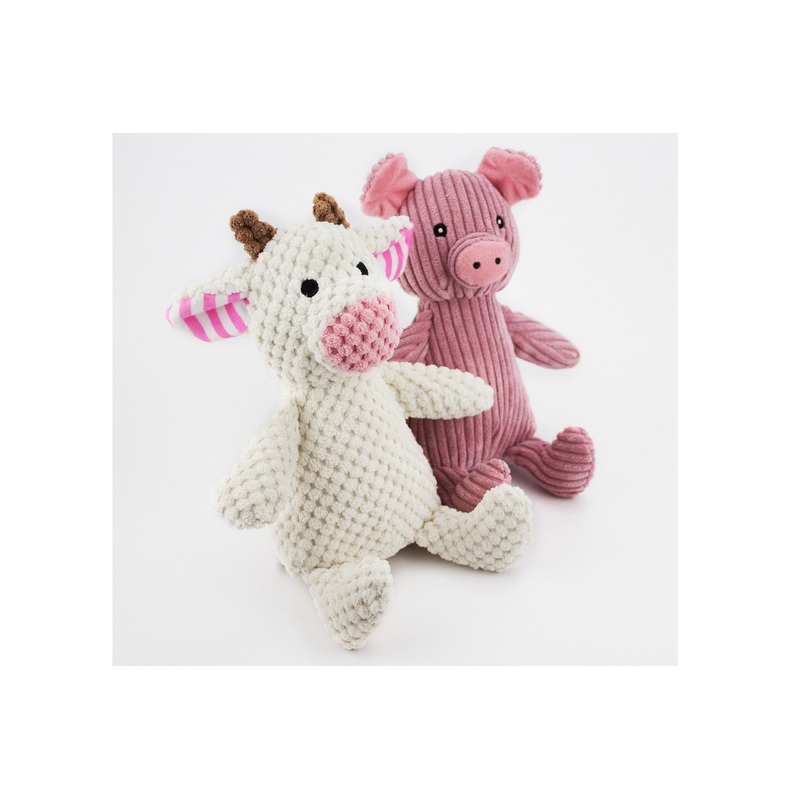 Farm Animals 8" Cow and 8" Pig - Dog Toy