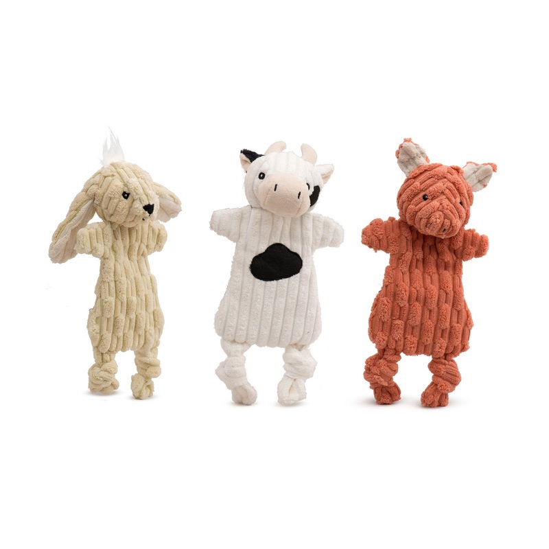 Dog Toy - Barnyard HuggleFlatties Durable Plush Dog Toys - 3 Options