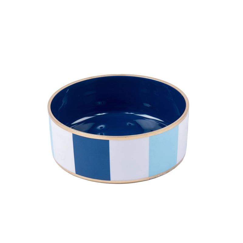 Enameled Ceramic Pet Bowl - Blue & White