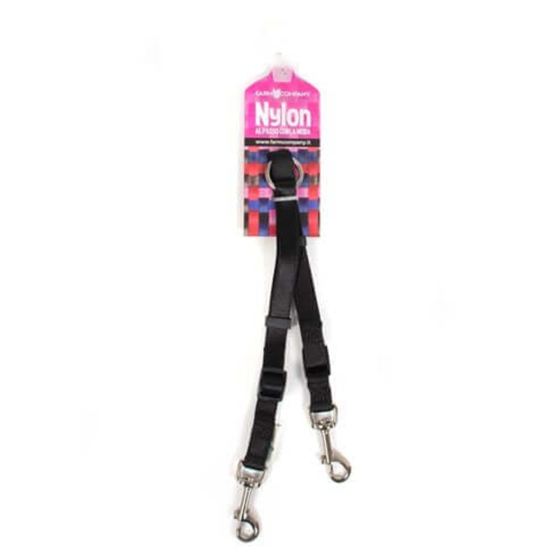 Farm Company Double ply nylon short leash with handle Black - 25mm x 45 cm -