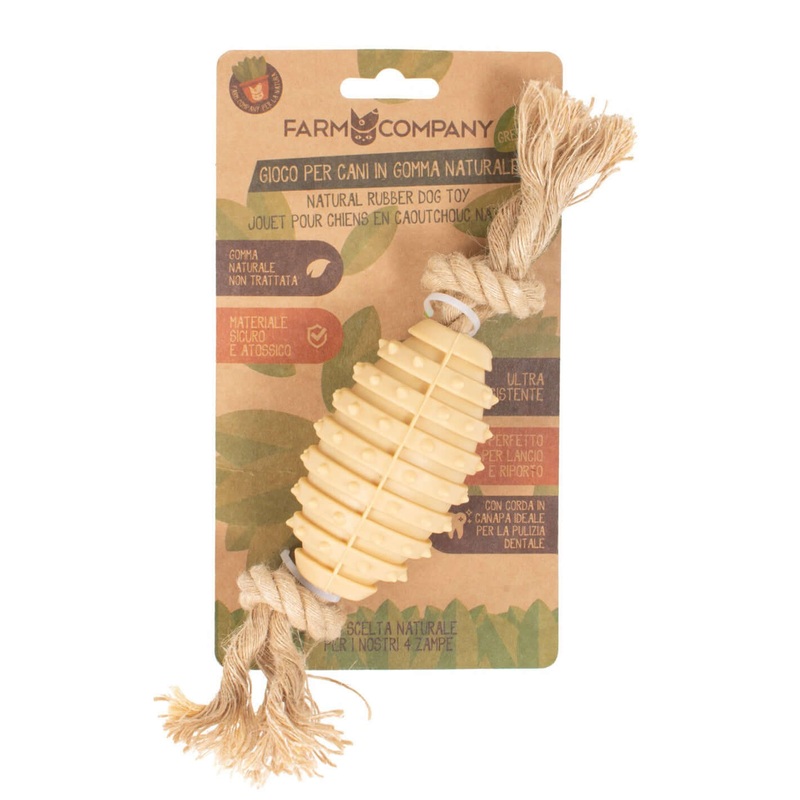 Farm Company Green Rubber & Rope Rugby Spiky ball - S/M 23cm -