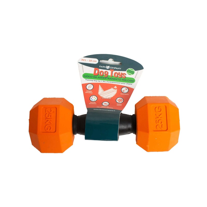 Farm Company Rubber and Nylon Treat Holding Barbell Toy - M/L 18cm -