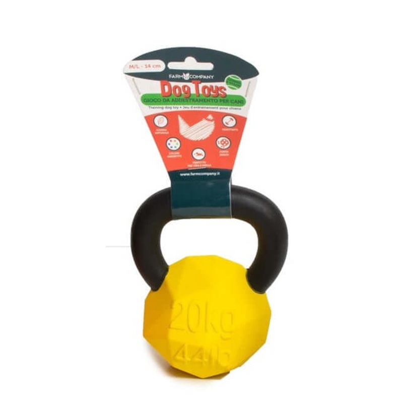 Farm Company Rubber Treat Holding Kettle bell Toy with Nylon Handle - S 10cm -