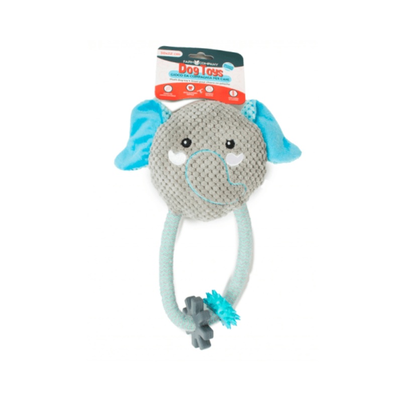 Farm Company Plush & Rope Elephant toy w/rubber inserts - 33x22cm -