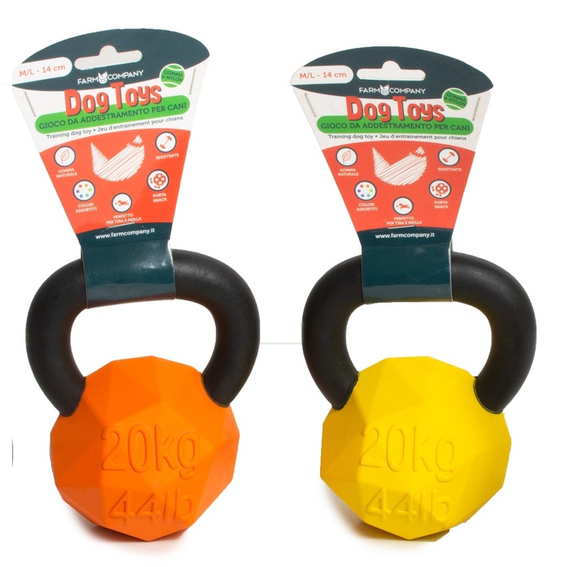 Farm Company Rubber Treat Holding Kettle Bell Toy with Nylon Handle nylon - M/L 14cm -