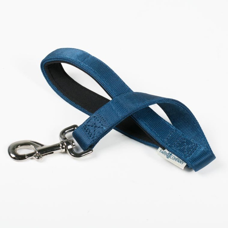 Farm Company Double ply nylon short leash with handle Blue Navy - 25mm x 45 cm -